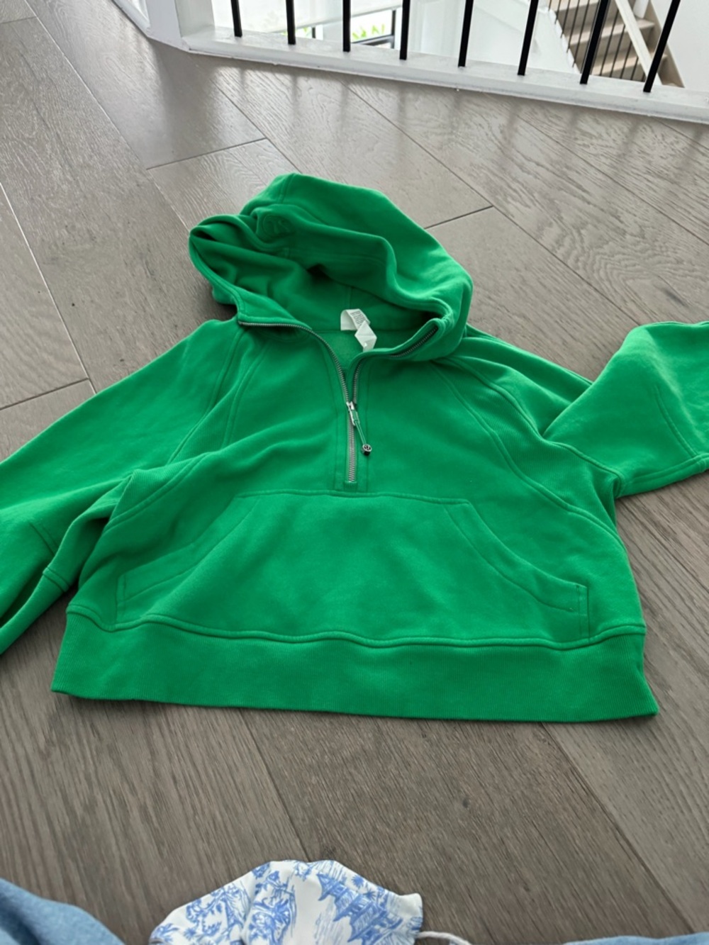 Bright Green Half-Zip Hooded Pullover XS/S